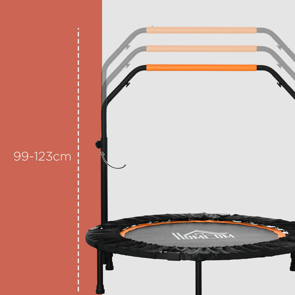 TRAMPOLINA 102 CM FITNESS SKŁADANA Z REGULOWANYM UCHWYTEM CZARNA