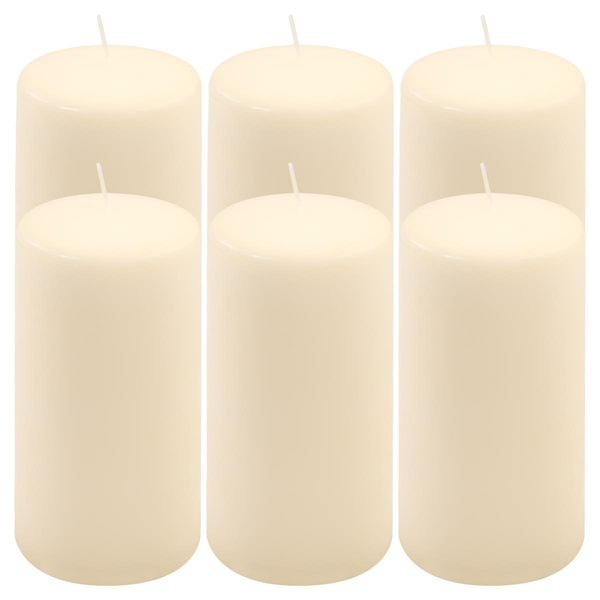 ŚWIECE STOŁOWE KREMOWE 6 SZT 15,5x7,5 CM ŚWIECZKI TRADYCYJNE KOLUMNOWE