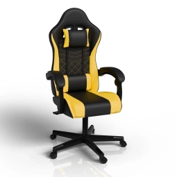 FOTEL GAMINGOWY BIUROWY KUBEŁKOWY GRACZA OBROTOWY HYPERSEAT CZARNY ŻÓŁTY