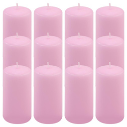 ŚWIECE STOŁOWE RÓŻOWE 12x 11,5x6 CM ŚWIECZKI WALCOWE TRADYCYJNE KOLUMNOWE