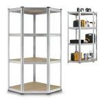 REGAŁ NAROŻNY METALOWY MAGAZYNOWY 160x75x40CM 320KG PIWNICA GARAŻ SREBRNY