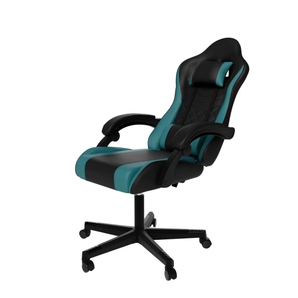 FOTEL GAMINGOWY BIUROWY KUBEŁKOWY GRACZA OBROTOWY HYPERSEAT CZARNY TURKUS