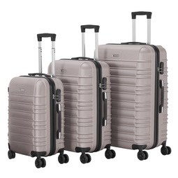 ZESTAW 3 WALIZEK Z TWARDĄ SKORUPĄ NA KÓŁKACH WALIZKA PODRÓŻNA SZAMPAŃSKI