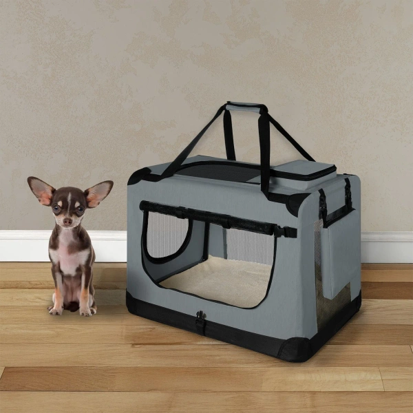 SZARA TORBA TRANSPORTOWA SKŁADANA DLA PSA KOTA TRANSPORTER XL 81x58x56