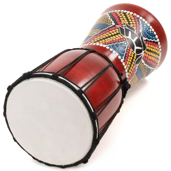 BĘBEN DJEMBE 30 CM Z KOZIEJ SKÓRY MAHOŃ AFRYKAŃSKI INSTRUMENT ZÓŁW
