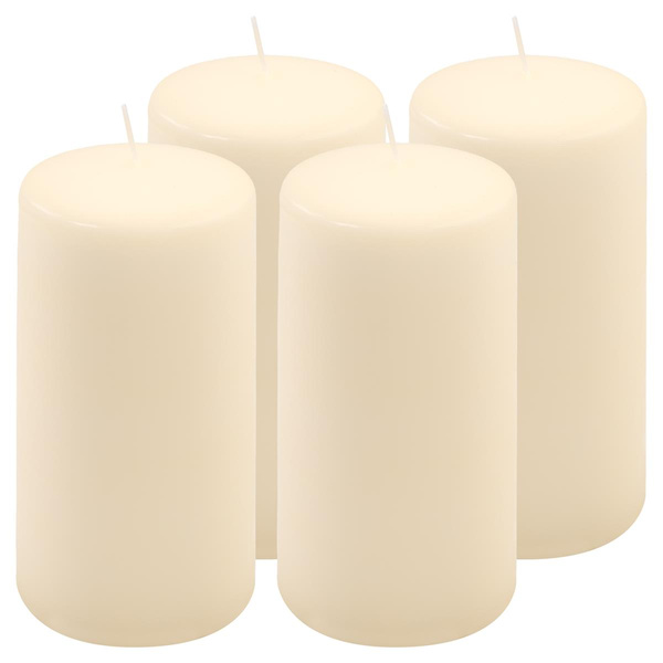 ŚWIECE STOŁOWE KREMOWE 4 SZT 15,5x7,5 CM ŚWIECZKI TRADYCYJNE KOLUMNOWE