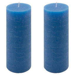 ŚWIECE STOŁOWE NIEBIESKIE RUSTYKALNE 2 SZT 7,5x20 CM ŚWIECZKI KOLUMNOWE