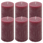 ŚWIECE STOŁOWE BORDOWE RUSTYKALNE 6 SZT 6,8x11,5 CM ŚWIECZKI KOLUMNOWE