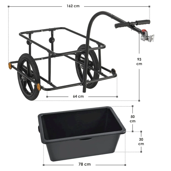 PRZYCZEPKA TRANSPORTOWA BAGAŻOWA ROWEROWA 90L DO ROWERU + PLANDEKA