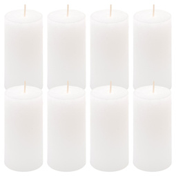 ŚWIECE STOŁOWE BIAŁE RUSTYKALNE 8 SZT 5x10 CM ŚWIECZKI WALCOWE KOLUMNOWE