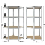 REGAŁ NAROŻNY METALOWY MAGAZYNOWY 160x75x40CM 320KG PIWNICA GARAŻ SREBRNY