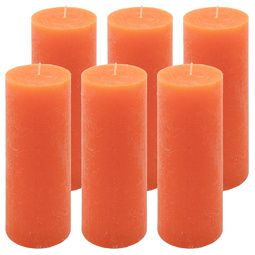 ŚWIECE STOŁOWE POMARAŃCZOWE RUSTYKALNE 6 SZT 7,5x20 CM ŚWIECZKI KOLUMNOWE