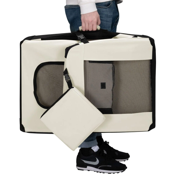 BEŻOWA TORBA TRANSPORTOWA SKŁADANA KOJEC DLA PSA KOTA TRANSPORTER L