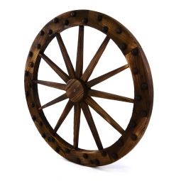 DREWNIANE KOŁO WAGONOWE 90 CM Z NITAMI DEKORACJA ŚCIENNA WESTERN