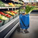 WÓZEK 3w1 NA ZAKUPY ZAKUPOWY 56 L TORBA NA KÓŁKACH SKŁADANY LEKKI NIEBIESKI