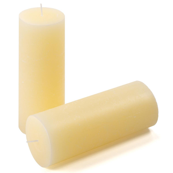 ŚWIECE STOŁOWE KREMOWE RUSTYKALNE 2 SZT 7,5x20CM ŚWIECZKI WALCOWE KOLUMNOWE