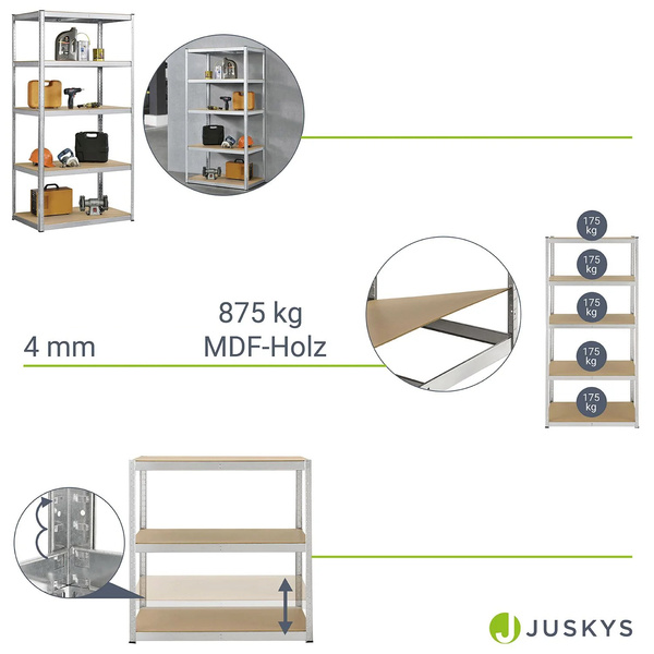 REGAŁ MAGAZYNOWY 200x100x60 CM 875KG METALOWY PÓŁKI GARAŻ WARSZTAT PIWNICA