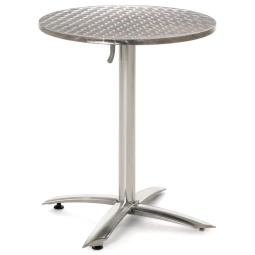SKŁADANY STÓŁ BISTRO OKRĄGŁY 60CM SREBRNY NA OGRÓD TARAS BALKON ALUMINIUM