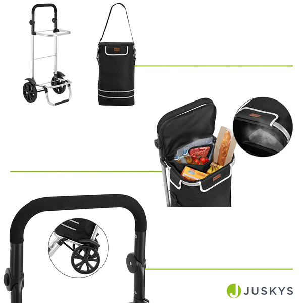 WÓZEK 3w1 NA ZAKUPY ZAKUPOWY 56 L TORBA NA KÓŁKACH SKŁADANY LEKKI CZARNY