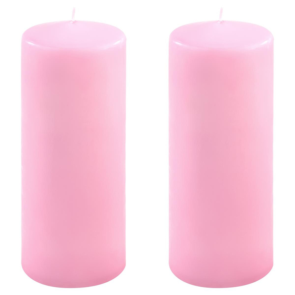 ŚWIECE STOŁOWE RÓŻOWE 2 SZT 20x7,5CM ŚWIECZKI WALCOWE TRADYCYJNE KOLUMNOWE