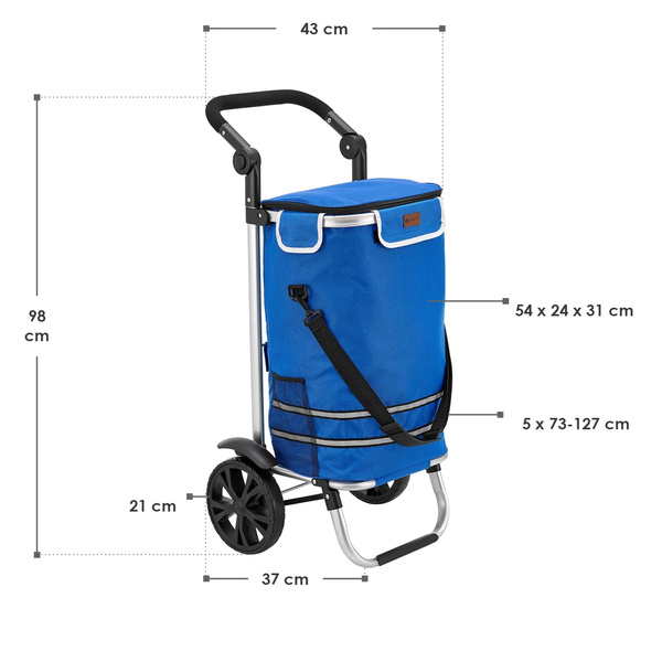 WÓZEK 3w1 NA ZAKUPY ZAKUPOWY 56 L TORBA NA KÓŁKACH SKŁADANY LEKKI NIEBIESKI