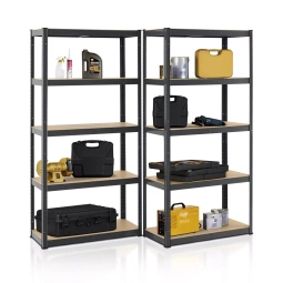 2x REGAŁ MAGAZYNOWY 180x90x40 CM 1750KG METALOWY PÓŁKI GARAŻ PIWNICA SZARY