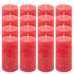 ŚWIECE STOŁOWE CZERWONE RUSTYKALNE 16SZT 5x10 CM ŚWIECZKI WALCOWE KOLUMNOWE