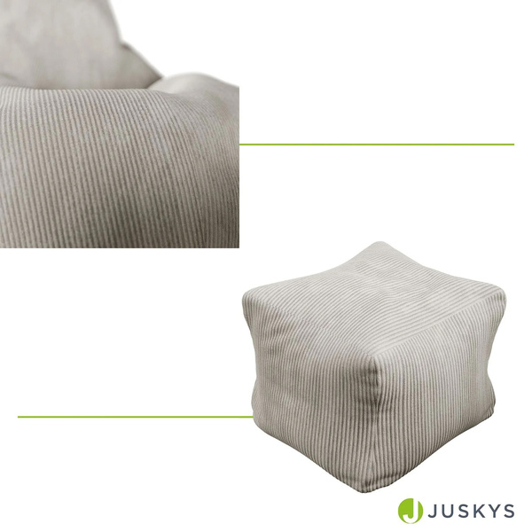 FOTEL RELAKSACYJNY TELEWIZYJNY WYPOCZYNKOWY GAMINGOWY Z PUFĄ BEŻOWY XL