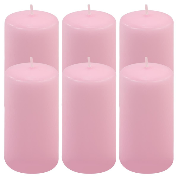 ŚWIECE STOŁOWE RÓŻOWE 6 SZT 11,5x6CM ŚWIECZKI WALCOWE TRADYCYJNE KOLUMNOWE