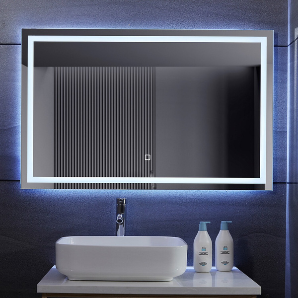  LUSTRO 110x70 CM ŁAZIENKOWE WISZĄCE ŚCIENNE Z OŚWIELTENIEM LED + ANTI-FOG
