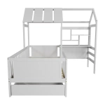 ŁÓŻKO DZIECIECE DOMEK YARI 90x200 CM Z SZUFLADĄ BIURKIEM DLA DZIECKA BIAŁE