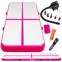 MATA GIMNASTYCZNA TRENINGOWA 400 CM RÓŻOWA POMPOWANA DMUCHANA DO ĆWICZEŃ