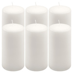 ŚWIECE STOŁOWE BIAŁE 6 SZT 15,5x7,5CM ŚWIECZKI WALCOWE TRADYCYJNE KOLUMNOWE