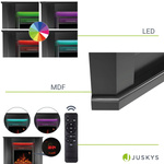 KOMINEK ELEKTRYCZNY 2000W 2 TRYBY CZARNY NAROŻNY Z EFEKTEM PŁOMIENIA+ LED