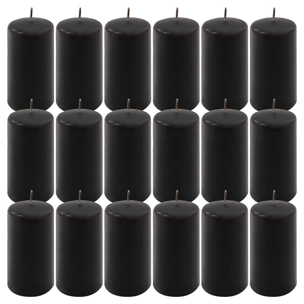 ŚWIECE STOŁOWE CZARNE 16 SZT 11,5x6CM ŚWIECZKI WALCOWE TRADYCYJNE KOLUMNOWE