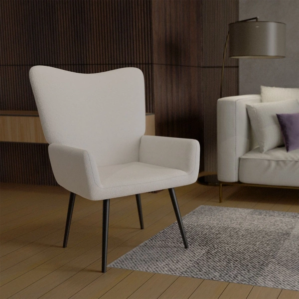 FOTEL USZAK RELAKSACYJNY WYPOCZYNKOWY SKANDYNAWSKI STYL DO KARMIENIA BEŻOWY