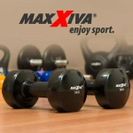 ZESTAW HANTLE WINYLOWE 2x 5,0 KG MAXXIVA CZARNE CIĘŻARKI FITNESS HANTELKI