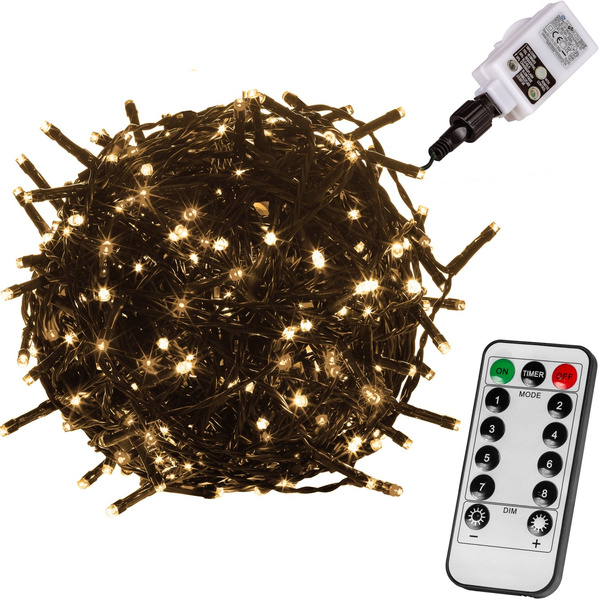BIAŁE CIEPŁE LAMPKI CHOINKOWE 50 DIOD LED OZDOBA ŚWIĄTECZNA + PILOT