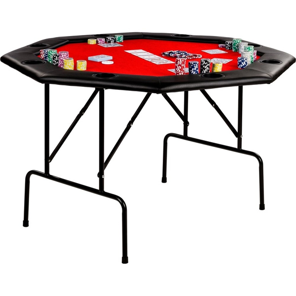 CZERWONY STÓŁ DO POKERA 122x122x76 CM POKER KASYNO