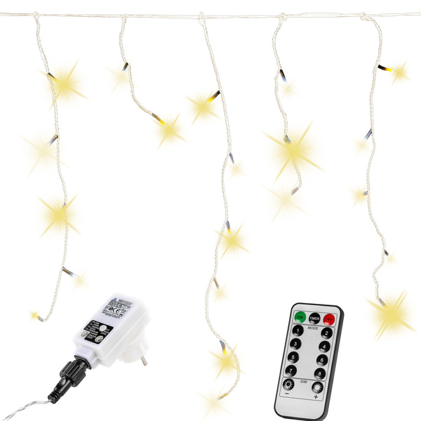 LAMPKI ZWISAJĄCE KURTYNA NA DOM OGRÓD 600 LED + PILOT