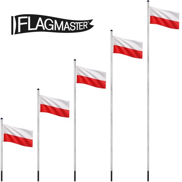 MASZT FLAGOWY 6,5 M ALU MASZT DO FLAGI + FLAGA PL