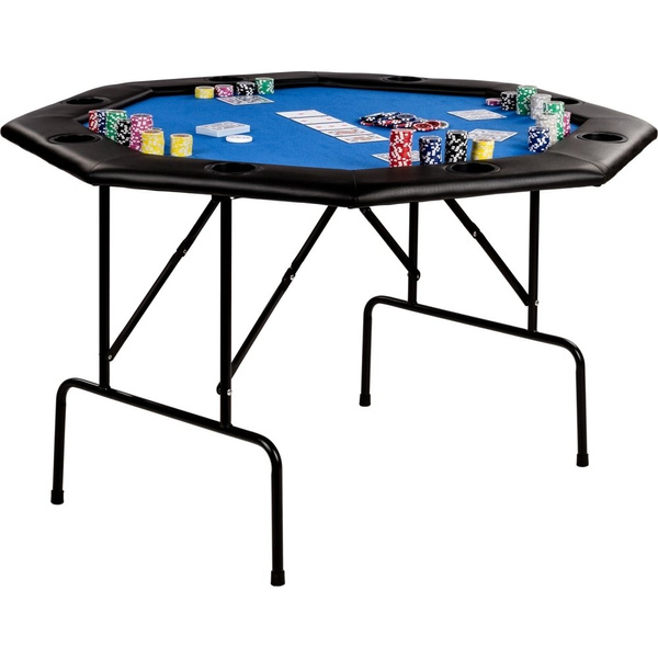 NIEBIESKI STÓŁ DO POKERA 122x122x76CM POKER KASYNO