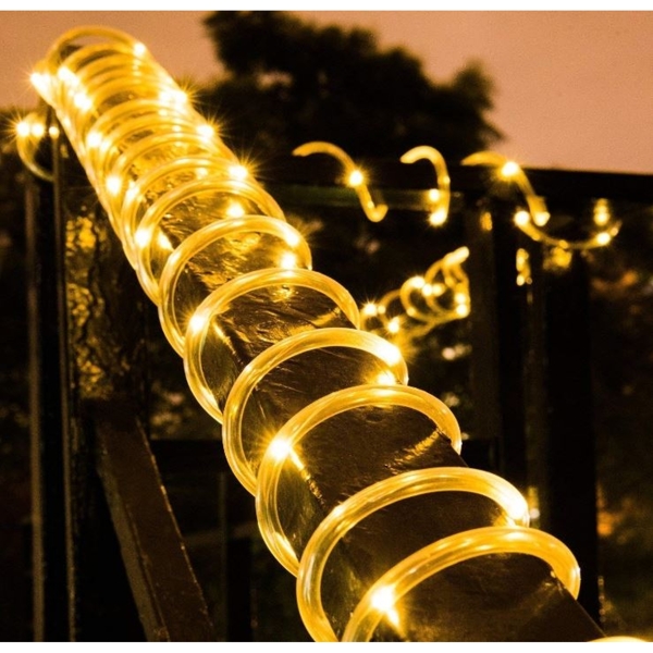 WĄŻ ŚWIETLNY SOLARNY 100 LED LAMPKI OGRODOWE ŚWIĄTECZNE CIEPŁA BIEL